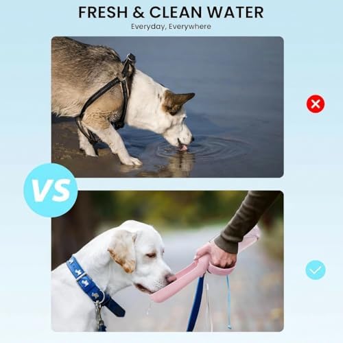 Portable Dog Water Bottle for Walking – 19oz / 12oz Foldable Pet Water Dispenser for Puppies, Medium & Large Dogs – Leak Proof Travel Water Bowl for Small Animals Dog Accessories(19OZ Pink) - Image 6