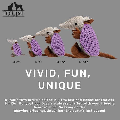 Hollypet Armadillo Squeaky Dog Toys for Medium Large Dogs, 14" - Image 2