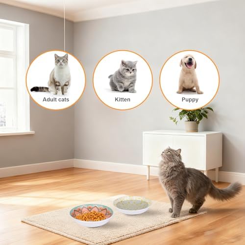 Ceramic Cat Food Bowls, 6 Pack 5.7-in Non-Slip Cat Dishes for Food, Water - Image 7