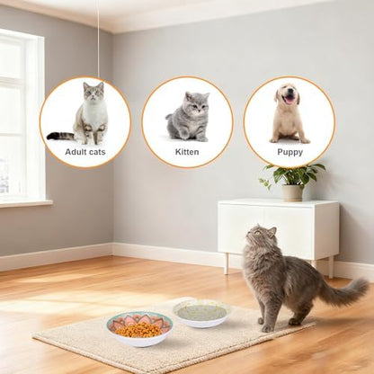 Ceramic Cat Food Bowls, 6 Pack 5.7-in Non-Slip Cat Dishes for Food, Water - Image 7