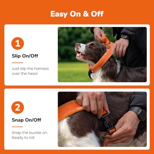Didog No Pull Dog Harness for Large Dogs, Soft Flannel Padded, Orange, L - Image 3