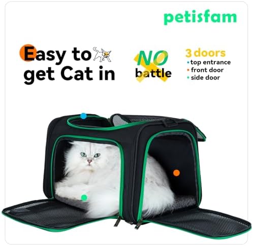 Quick-in Pet Carrier Bag for Cats & Dogs. Airy Mesh Windows Let Fur-Kids See You Reduce Anxiety & Breath Easy. Rip-Stop Fabric & Lockable Zips Hug Securely. Washable Comfy Pad. Collapsible - Image 2