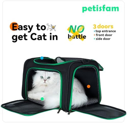Quick-in Pet Carrier Bag for Cats & Dogs. Airy Mesh Windows Let Fur-Kids See You Reduce Anxiety & Breath Easy. Rip-Stop Fabric & Lockable Zips Hug Securely. Washable Comfy Pad. Collapsible - Image 2