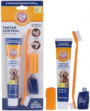 Arm & Hammer Tartar Control Dog Dental Kit, Banana Mint, 3-Piece by ArmHammer