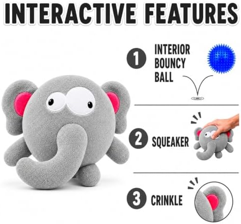 Dog Toy for Aggressive Chewers | No Stuffing Crinkle Plush 3-in-1 Elephant - Image 4