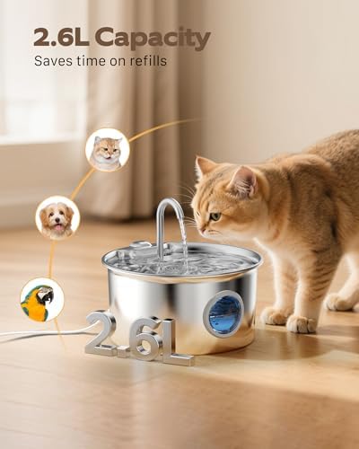 Pet Water Fountain Stainless Steel: 8 Filters + 8 Sponges Cat Fountains - Image 7