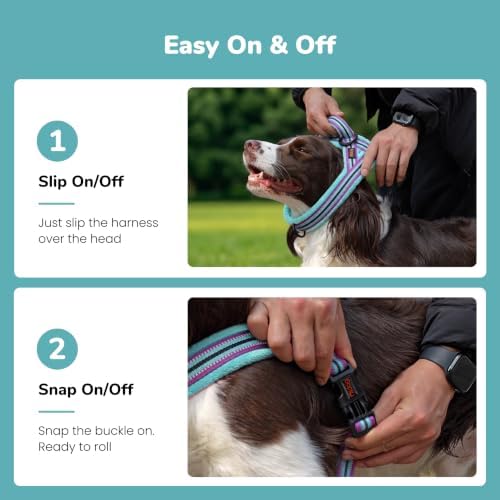 Didog No Pull Dog Harness for Large Dogs, Soft Flannel Padded, Mixed-Blue,L - Image 3