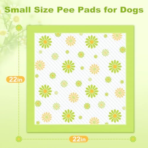 MIZOK Puppy Pads with Adhesive Tabs Green Daisy Prints Small 22x22in 100Ct - Image 4