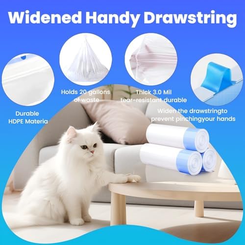 60 Pack Large litter box liners - 3MIL Extra Thick Leakproof Litter Box Liners, 31"x18" Heavy Duty Drawstring Cat Litter Liners, Odor Control Disposable Kitty Litter Bags 6 Roll - Image 5