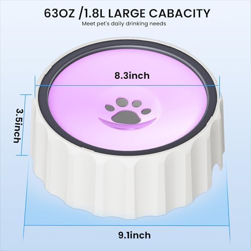 Dog Small Animals Water Bowl No Spill 70oz/2L Large Capacity Dispenser Non Slip No Splash Small Animals Bowl Pet Slow Feeder No Drip Dog Water Bowl on Vehicle for Dogs and Cats - Pink - Image 2