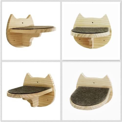 SHENGOCASE 5-Pack Natural Wood Wall Mounted Cat Steps - Image 3