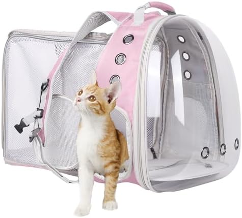 Square Back Extension Pet Backpack Carrier for Cat and Small Puppy up to 12 Pounds, Clear Space Capsule Astronaut Transparent Bubble Window Backpack to Carry and Transport Cat to Vet and Traveling by halinfer