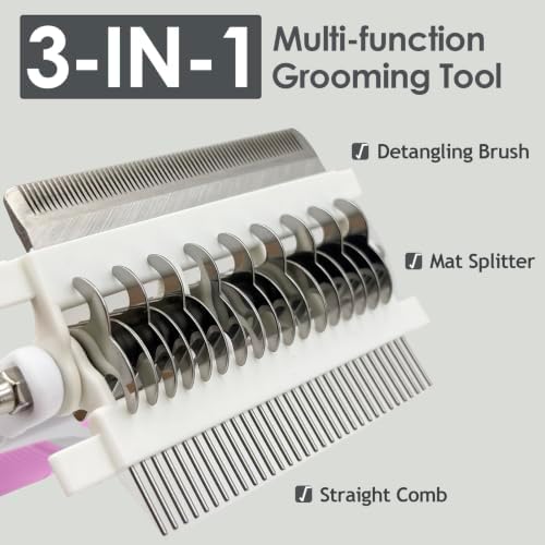 3-IN-1 Pet Grooming Brush, Undercoat Rake, Dematting Comb & Deshedding Tool - Image 2
