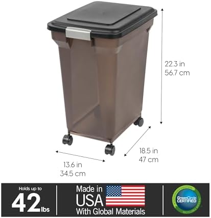 IRIS USA Dog Food Storage Container, Up to 42 lbs, Smoke, Made in USA - Image 3