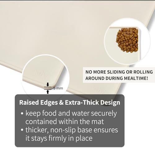 WePet Non-Slip Waterproof Pet Feeding Mat, 20x12 Inch - Silicone Dog & Cat Food Mat with Raised Edge to Stop Food Spills and Water Spills - Dishwasher Safe, Easy Clean - Image 3