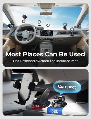 LISEN for MagSafe Car Mount [3800gf Strong Magnet&90+LBS Suction] 360 Adjustable Vacuum Magnetic Phone Holders for Your Car, for iPhone 18 Pro Max 17 16 15 14 13 12 Plus Air for Shower All Smartphone - Image 2