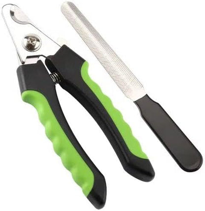 Dog Nail Clippers and Cat Nail Clipper Set with Light—Safe, Easy, and Precise Grooming Tool for Dogs, Cats, Puppies, and Small Pets (Green)