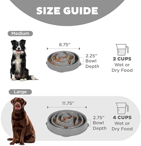 Outward Hound Fun Feeder Slo Bowl Dog Slow Feeder, Drop, Gray, 11.8" - Image 5