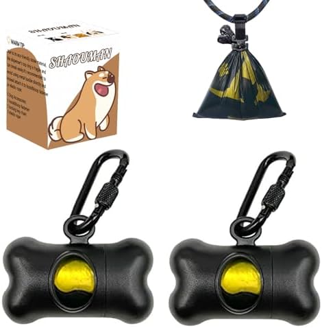 Bone Shaped Dog Waste Bag Dispenser with Leakproof Bags, 2 Holders, 30 Bags, Black by SHAOUMAN