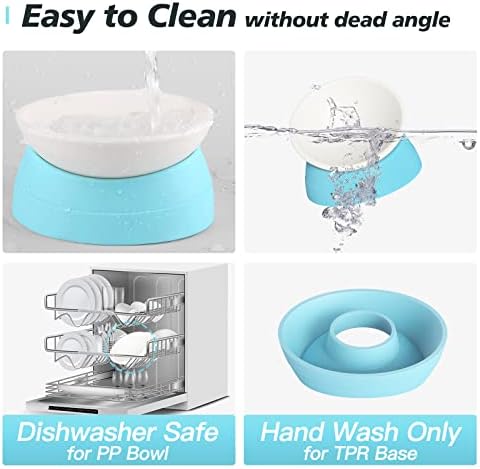 Elevated Cat Bowl, Adjustable Raised Slanted Food Bowl for Cats and Small Dogs, Wide Shallow PP Dish with TPR Non Slip Base, Whisker Friendly, 17 oz - Image 6