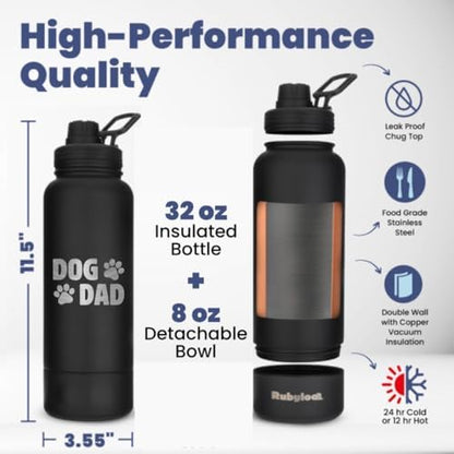 Rubyloo Dog Dad Water Bottle with Detachable Bowl for Dog Lovers - Image 4