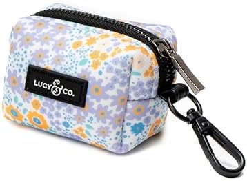 Lucy & Co. Among the Wildflowers Everyday Dog Poop Bag Holder - Leak Proof Dispenser - Hygienic Pet Poop Pickup - Purple Coral Floral by LucyCo
