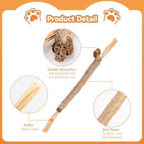 6Pcs Silvervine Sticks for Cats with Catnip Bag, Cat Chew Toys for Teeth Cleaning and Anxiety Relief, Natural Dental Care Kit for Indoor Cats & Kittens - Image 2