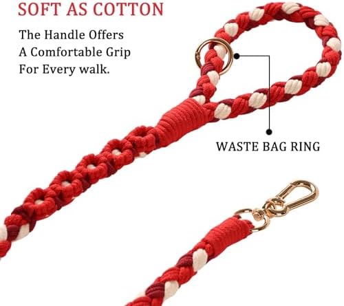 Dual Dog Leash,Double Dog 360 Swivel No Tangle Walking Leash,Comfortable Shock Absorbing Reflective Bungee for Two Dogs（Red） - Image 4