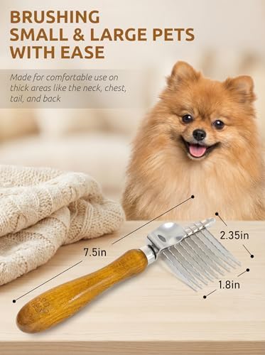 TAKAVU Dematting Comb for Dogs & Cats, 9-Blade Undercoat Rake - Image 3
