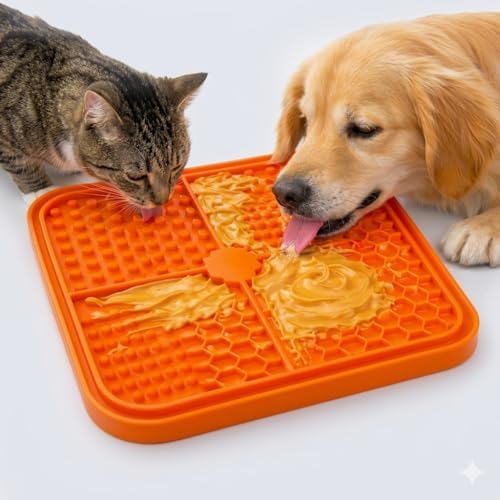Lick Mat for Dogs and Cats, Food Grade Silicone Slow Feeder Mat with Strong Suction for Grooming, Bathing and Anxiety Relief, BPA-Free Pet Feeding Mat for Dental Care by Unknown