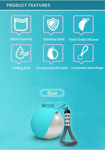 2 in 1 Portable Dog Water Bottle,10oz Stainless Steel Travel Dog Water Dispenser with Bowl，No-Spill Puppy Water Bottle for Pets Outdoor,Walking and Hiking Small,1 Pack Blue. - Image 6