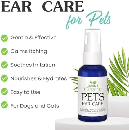 Isabella's Clearly Dog & Cat Ear Care Oil - Natural Wax Removal & Itch Relief - Ear Drops with Calendula, Witch Hazel, Mullein - Made in USA - Image 2