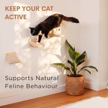INICIO Cat Wall Steps - 3 Pack of Stairs for Cats to Climb - Natural Wood - Image 4