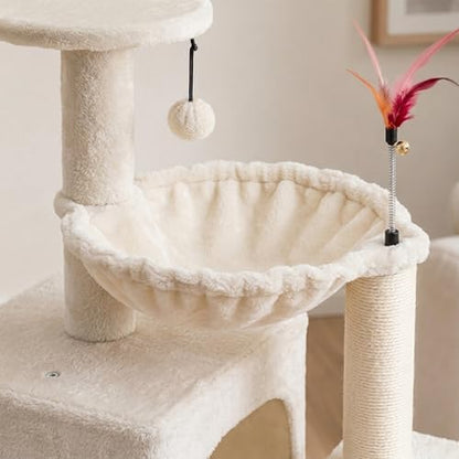 HUITREE 45in Cat Tree Tower with Big Condo for Indoor Cats,Cat Tower with Scratching Post,Scratching Board and Cat Toys,Multi-Level,Small Space,Transformer Cat Tree (338B) - Image 4