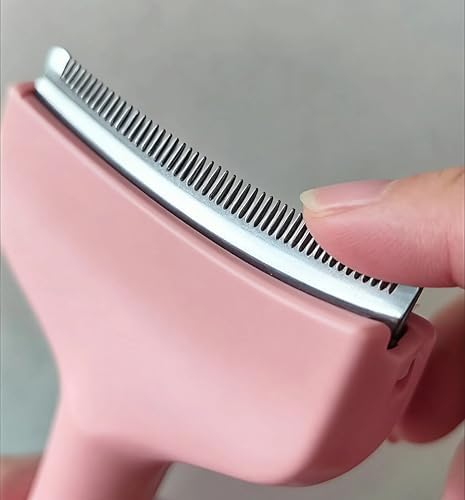 Pink Small Comb for Shedding Dogs & Cats, V-Shape Tight Teeth Deshedding Dog Brush with Ergonomic Design Grip Handle, Pro Pet Combs for Reducing Loose Hair - Image 2