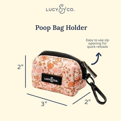 Lucy & Co. Woodland Wildflowers Dog Poop Bag Holder and Dispenser, Clips to Leash, Water-Repellent Neoprene, Includes Refill Roll - Image 2