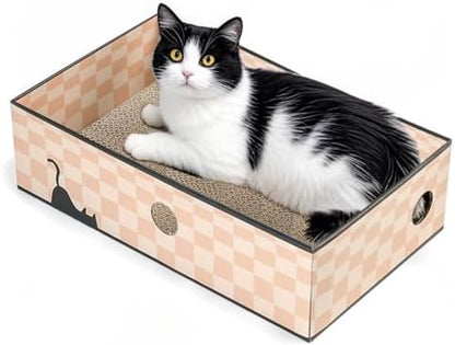 Conlun Cat Scratcher Box, Cardboard Pad, Bed for Indoor Cats, Chessboard by Conlun