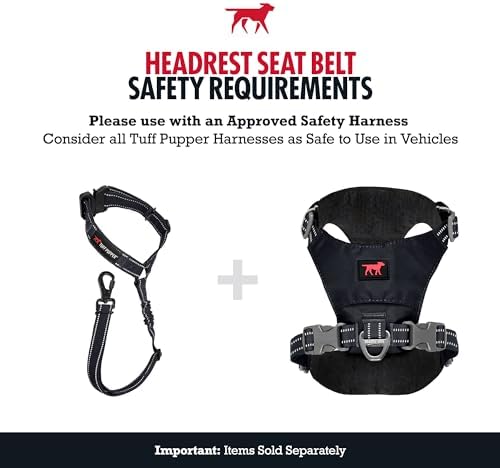 Tuff Pupper Dog Seat Belt for Car Headrest | Adjustable Length Dog Car Harness Restraint | Heavy-Duty Aviation Aluminum Carabiner & Tactical Buckle | Universal Fit for Small, Medium & Large Dogs - Image 5