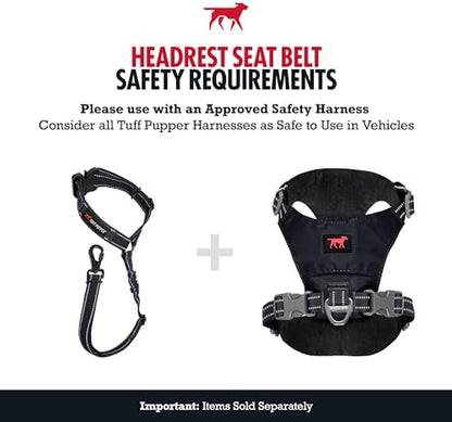 Tuff Pupper Dog Seat Belt for Car Headrest | Adjustable Length Dog Car Harness Restraint | Heavy-Duty Aviation Aluminum Carabiner & Tactical Buckle | Universal Fit for Small, Medium & Large Dogs - Image 5
