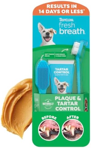 TropiClean Fresh Breath Dog Tooth Brushing Kit, Peanut Butter Flavor by TropiClean