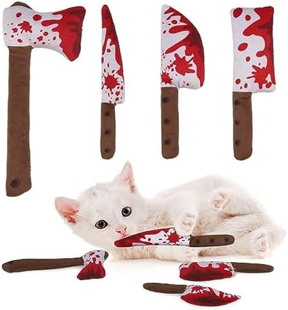 EXPAWLORER Cat Toys- 4 Psc Interactive Horror Knife Cat NipToy for Indoor Cats, Bite Resistant Chew Toys Teeth Cleaning,Gift Indoor Exercise for All Cat Breeds by EXPAWLORER
