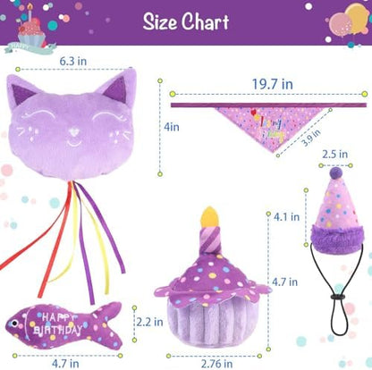 BINGPET Cat Birthday Decorations Outfit, 5 Pcs Catnip Toys for Indoor Cats - Image 4