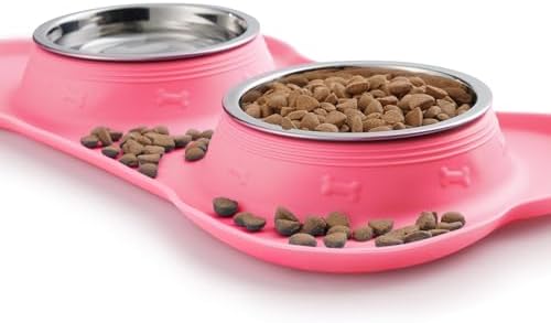Hubulk Pet Dog Bowls 2 Stainless Steel Dog Bowl with No Spill Non-Skid Silicone Mat + Pet Food Scoop Water and Food Feeder Bowls for Feeding Small Medium Large Dogs Cats Puppies (Large, Pink) - Image 5