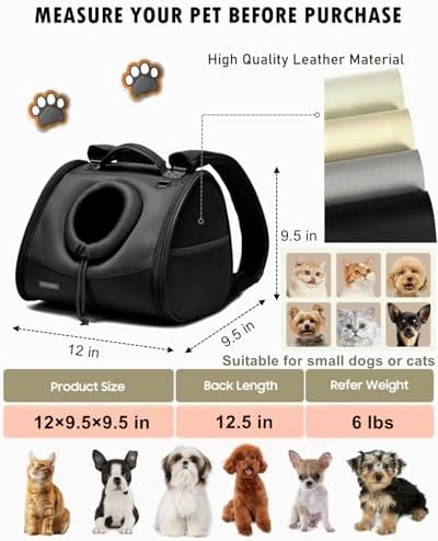 Small Dog Cat Chest Carrier Backpack,Adjustable Ventilated Front Facing Backpack Carrier for Small Dogs Cats Puppy,Airline Approved Lightweight Doggy Backpack for Travel Hiking Outdoor - Image 2