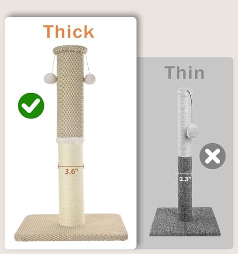 Made4Pets Cat Scratching Post with Sisal & Carpet for Indoor Cats, 23.6" - Image 2