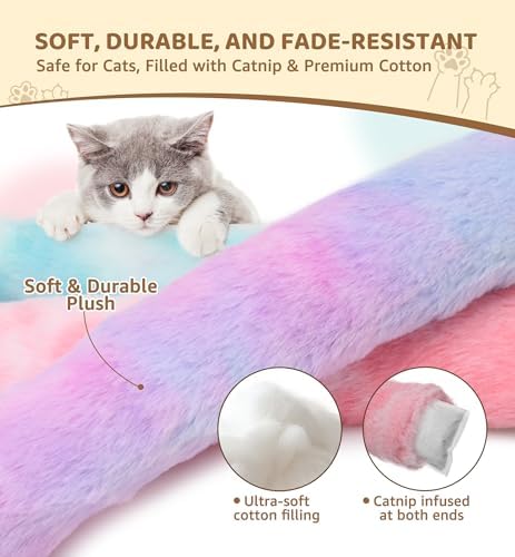 3 Pack Cat Kicker Toy Pillows, Interactive Plush Toys with Catnip Inside, Soft Durable Kick Sticks Teething Chew Toy, Cat Body Pillows for Indoor Cats & Kittens, Promote Exercise, Play & Cuddle - Image 3