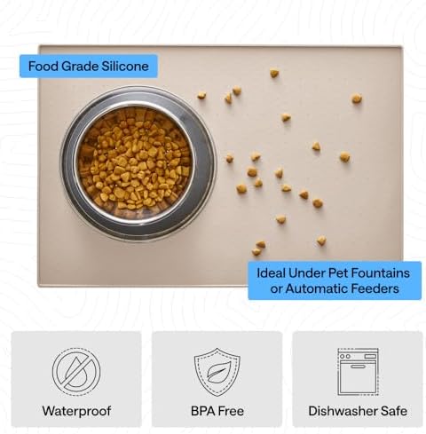 GORILLA GRIP Dog Food Mat, 100% Waterproof Silicone, 23x15 Cream - Image 5
