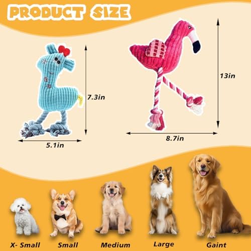 MRSOHRET 2 Pack Plush Dog Toys with Rope, Squeaky Dog Toys, Tug of War Dog Interactive Toy, Durable Dog Chew Toys for Large Dogs & Puppies - Image 6