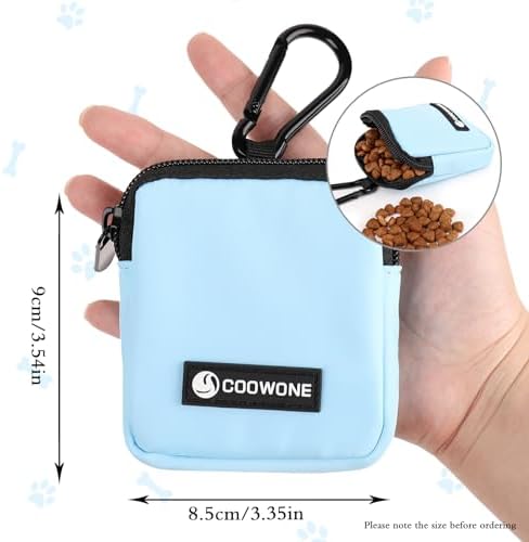 Dog Treat Pouch Pocket Sized Pet Puppy Training Pouch for Dog Training Behavior Aids, Waterproof Nylon Fabric Dog Poop Bag Holder, Hands Free Dog Walking Bag with Metal Carabiner (Blue) - Image 4
