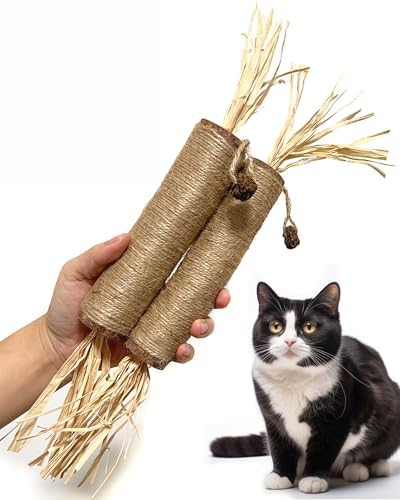 14.96 Inches Huge Silvervine Sticks Cat Toys, Large Natural Catnip Kittens Chew Toy for Teeth Cleaning,Big Catmint Blend Stick, Dental Kitty Chews for Indoor(2 Pack) by Fokauiwo